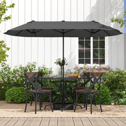 13 Feet Double-Sided Patio Umbrella, Crank Handle, Gray Outdoor Umbrellas at Gallery Canada