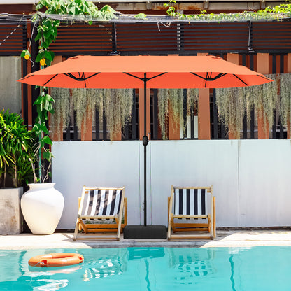13 Feet Double-Sided Patio Umbrella, Crank Handle, Orange Outdoor Umbrellas at Gallery Canada