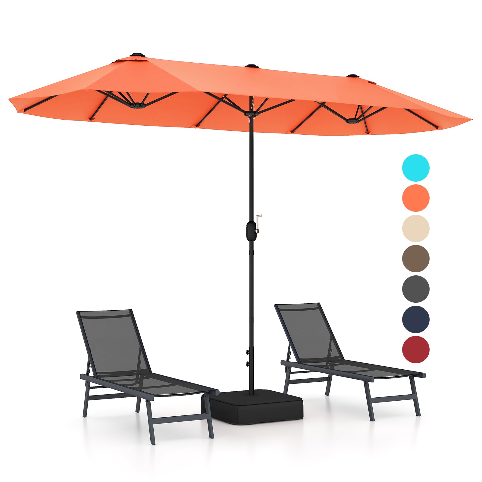 13 Feet Double-Sided Patio Umbrella, Crank Handle, Orange Outdoor Umbrellas at Gallery Canada