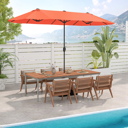 13 Feet Double-Sided Patio Umbrella, Crank Handle, Orange Outdoor Umbrellas at Gallery Canada