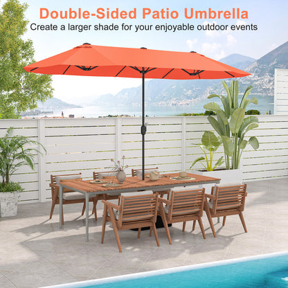 13 Feet Double-Sided Patio Umbrella, Crank Handle, Orange Outdoor Umbrellas at Gallery Canada