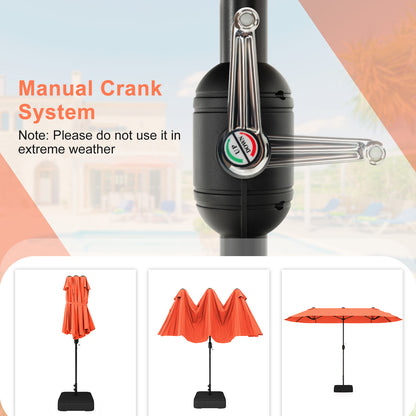 13 Feet Double-Sided Patio Umbrella, Crank Handle, Orange Outdoor Umbrellas at Gallery Canada