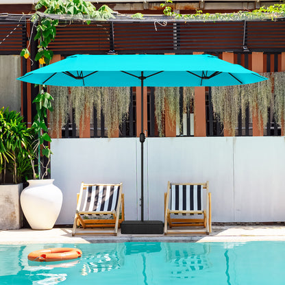 13 Feet Double-Sided Patio Umbrella, With Crank Handle, Turquoise Outdoor Umbrellas at Gallery Canada