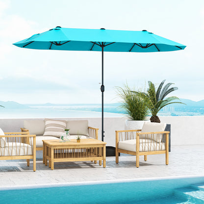 13 Feet Double-Sided Patio Umbrella, With Crank Handle, Turquoise Outdoor Umbrellas at Gallery Canada