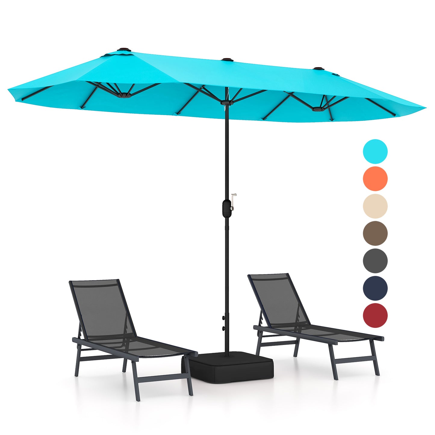 13 Feet Double-Sided Patio Umbrella, With Crank Handle, Turquoise Outdoor Umbrellas at Gallery Canada