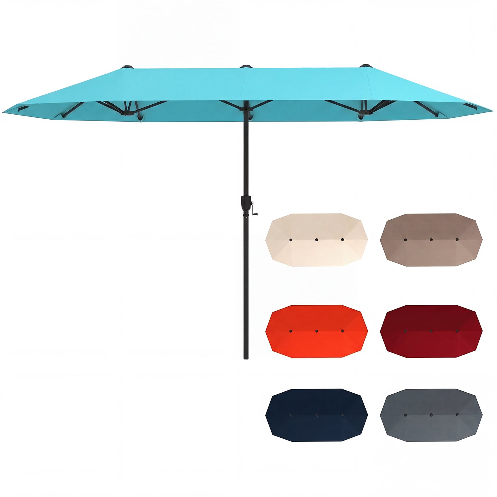 13 Feet Large Patio Umbrella, Crank Handle, Double-Sided, Turquoise Outdoor Umbrellas Turquoise at Gallery Canada