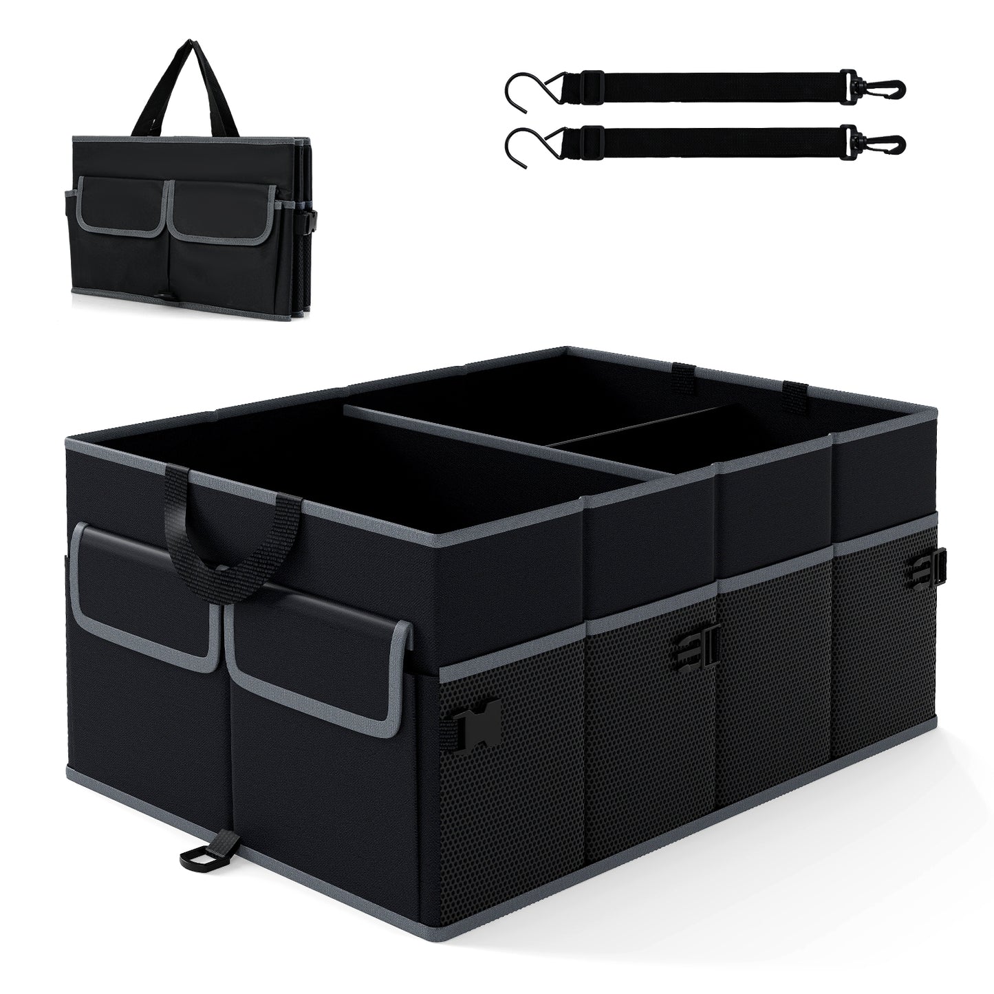 13 Gallon Car Trunk Organizer, Removable Divider, 6 Pockets, Black Garages Black at Gallery Canada