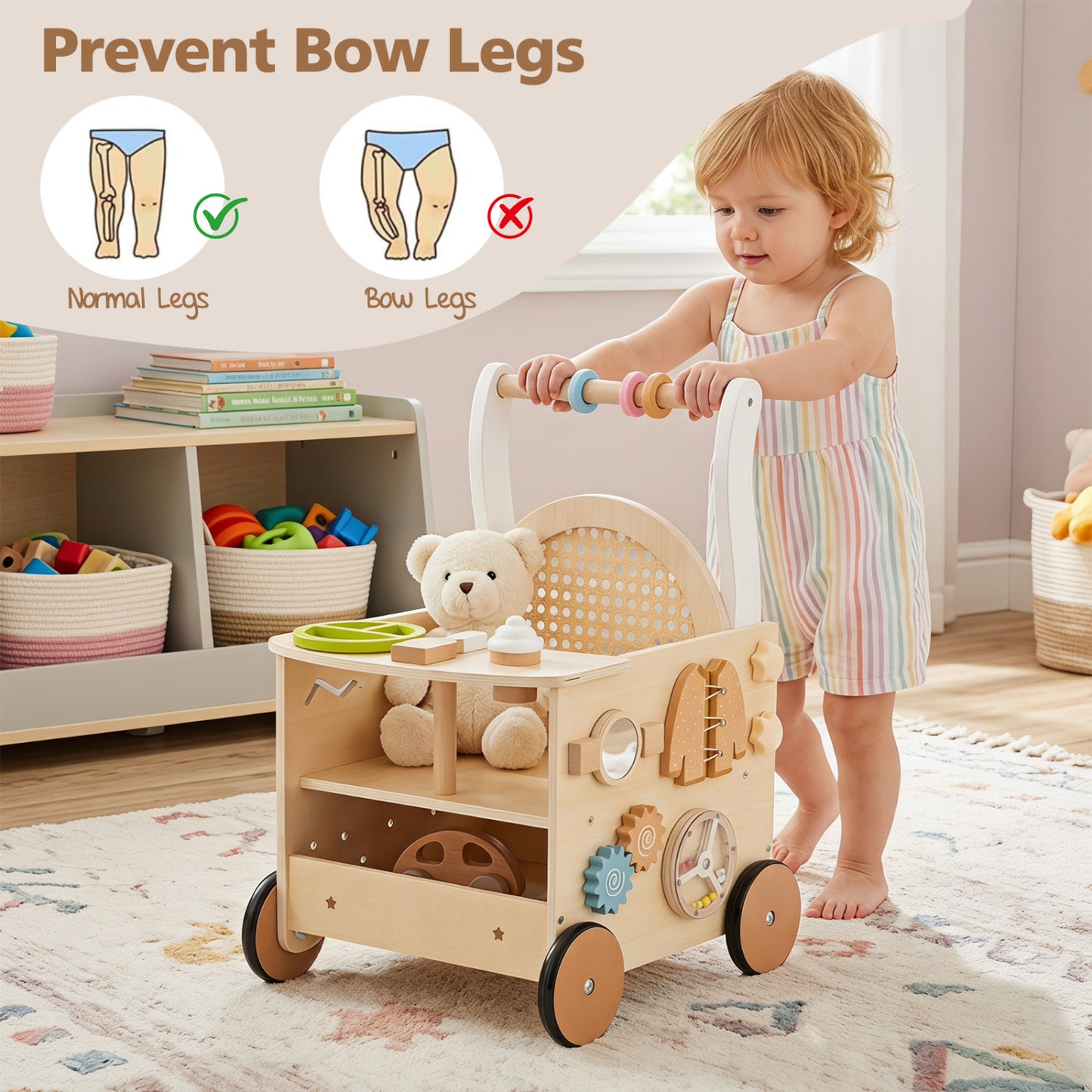 13-In-1 Toddler Wooden Push Walker, Wheels, Storage Baby Gyms & Playmats at Gallery Canada