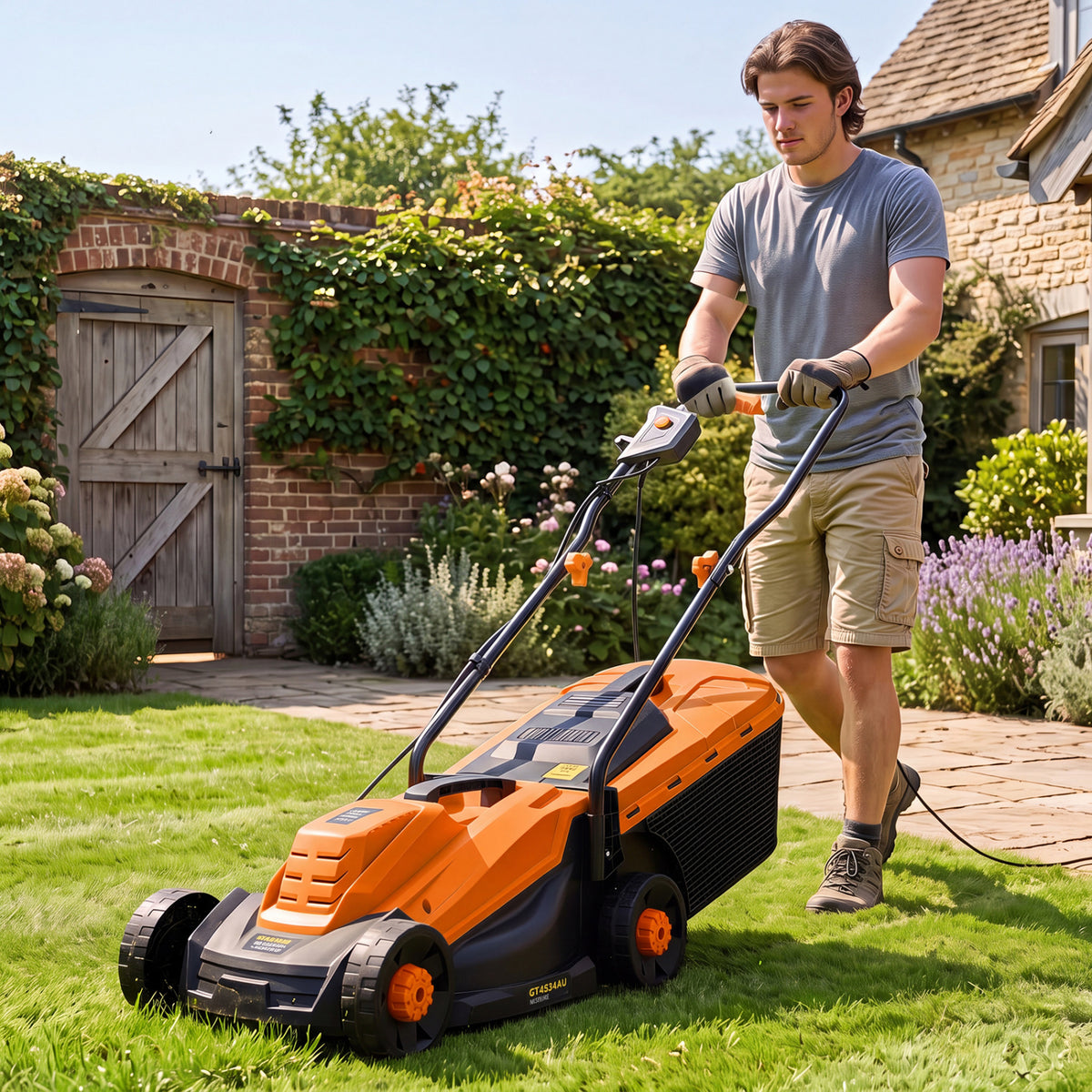 13-Inch 12-Amp Corded Lawn Mower, 3-Position Height, Orange Garden Tools at Gallery Canada