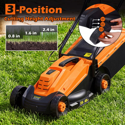 13-Inch 12-Amp Corded Lawn Mower, 3-Position Height, Orange Garden Tools at Gallery Canada
