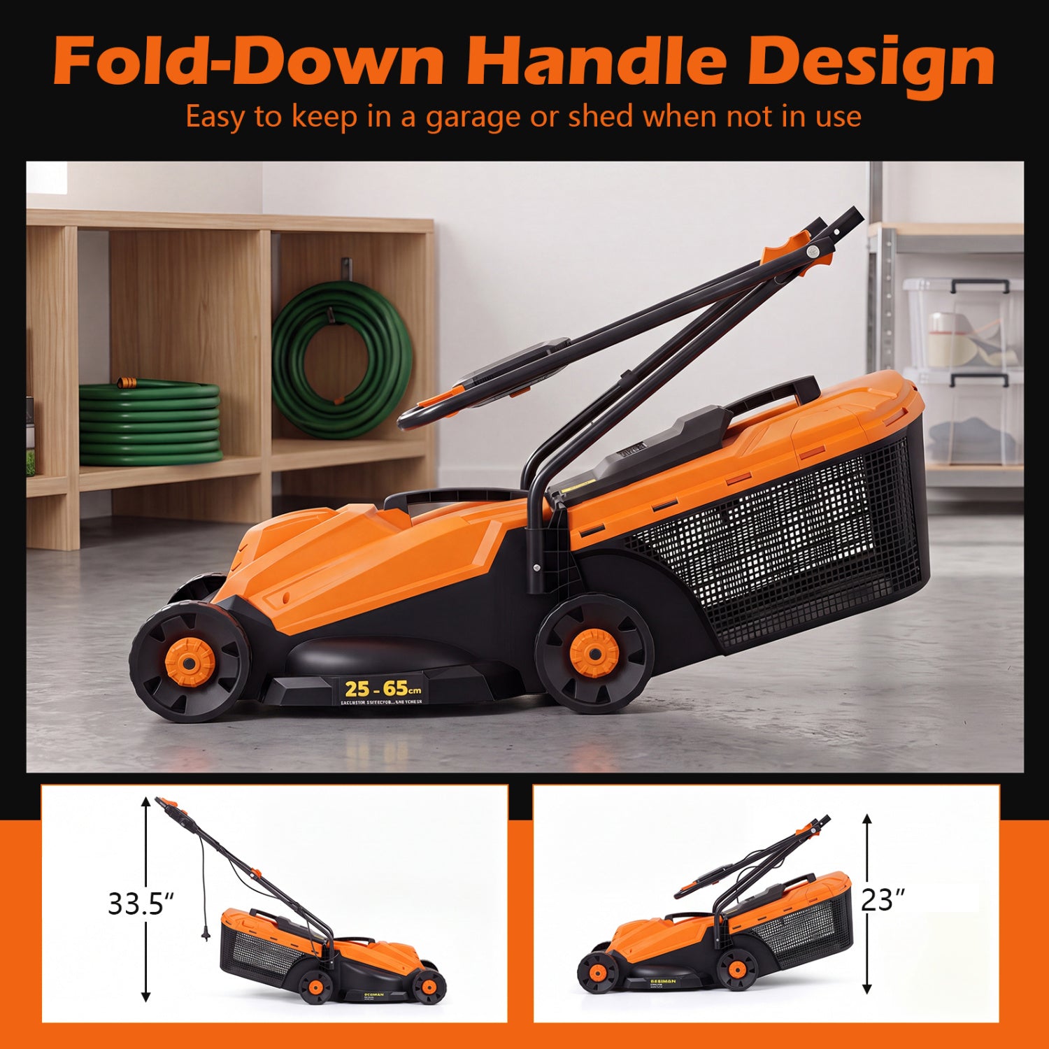 13-Inch 12-Amp Corded Lawn Mower, 3-Position Height, Orange Garden Tools at Gallery Canada