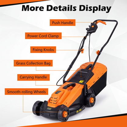 13-Inch 12-Amp Corded Lawn Mower, 3-Position Height, Orange Garden Tools at Gallery Canada