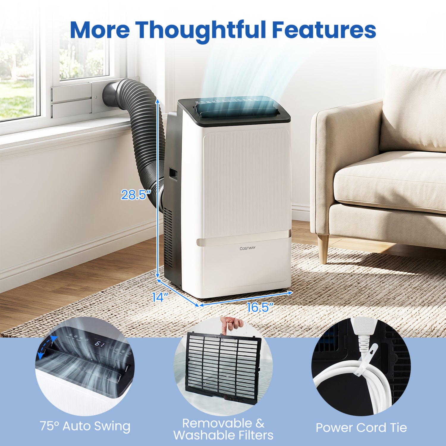 14000 BTU WiFi Portable Air Conditioner, Dehumidifier, 24H Timer, Black Portable Air Conditioners at Gallery Canada