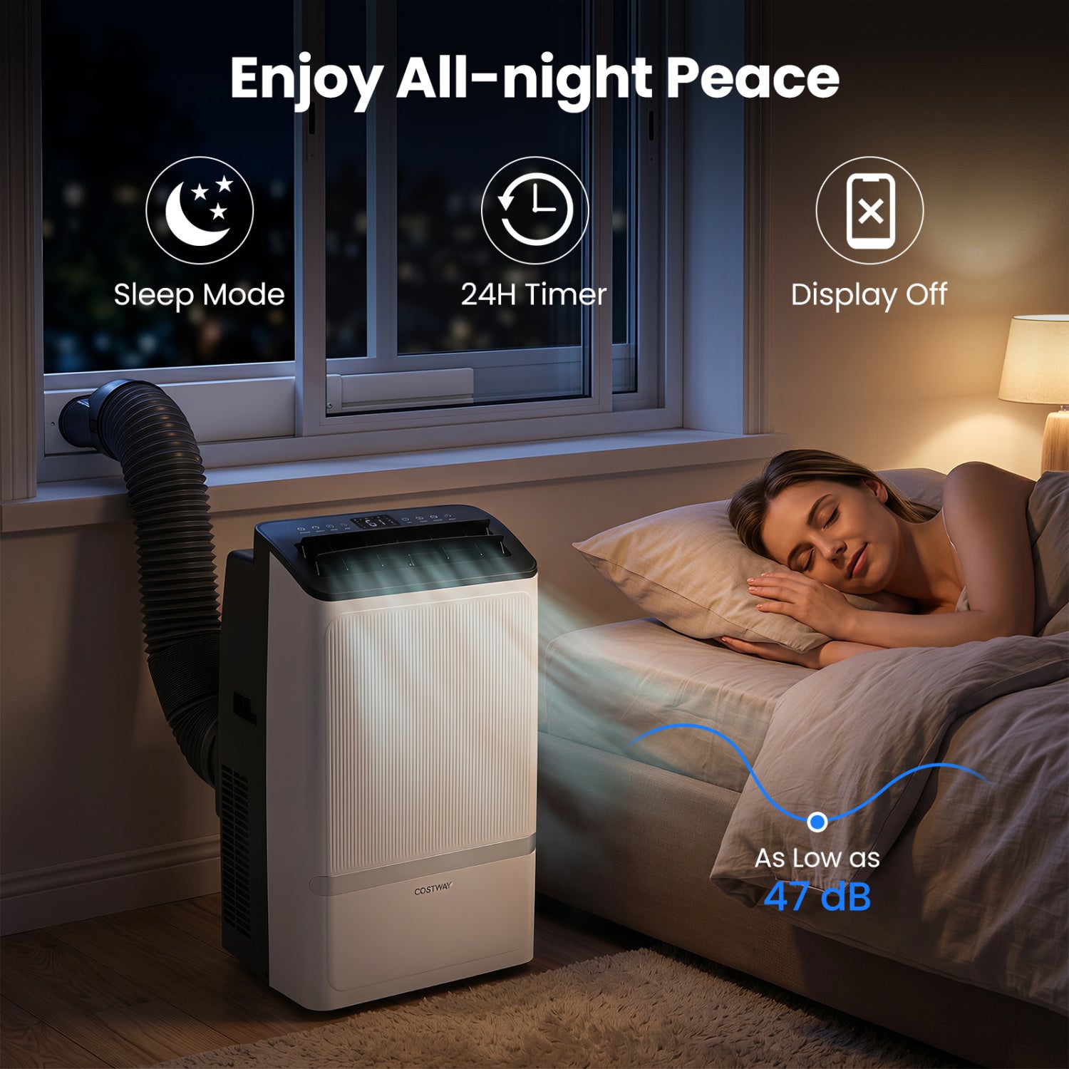14000 BTU WiFi Portable Air Conditioner, Dehumidifier, 24H Timer, Black Portable Air Conditioners at Gallery Canada