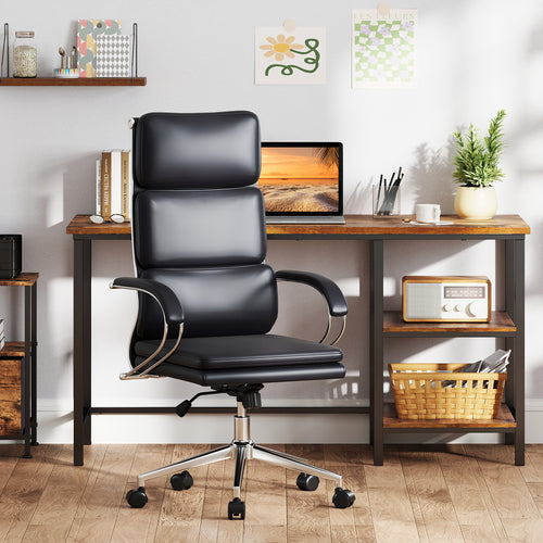 Ergonomic Leather Office Chair, Adjustable Height, Rocking Function, Black