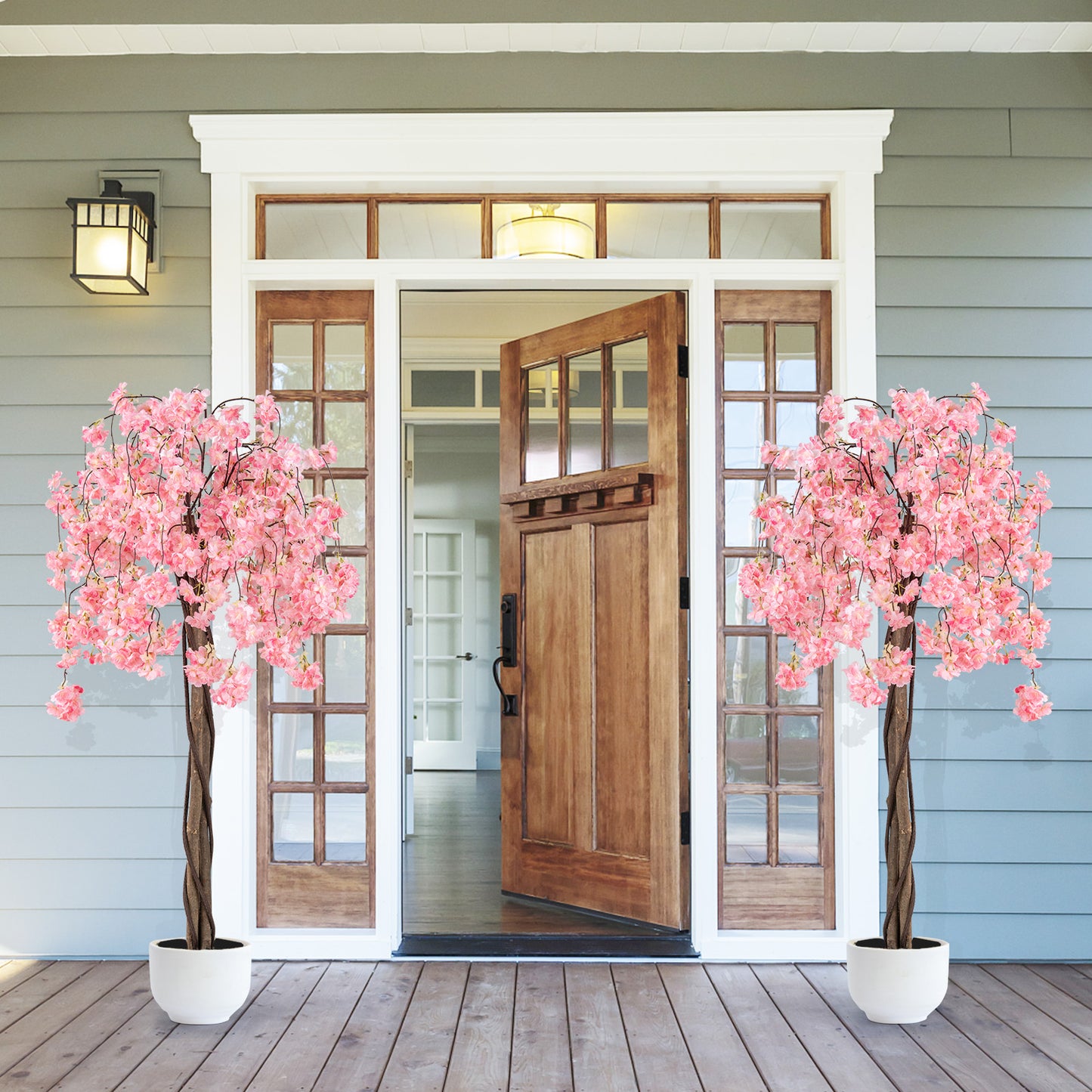 5.5 FT Artificial Cherry Blossom Tree, White Flowers, 2 Pack, Pink Faux Plants at Gallery Canada