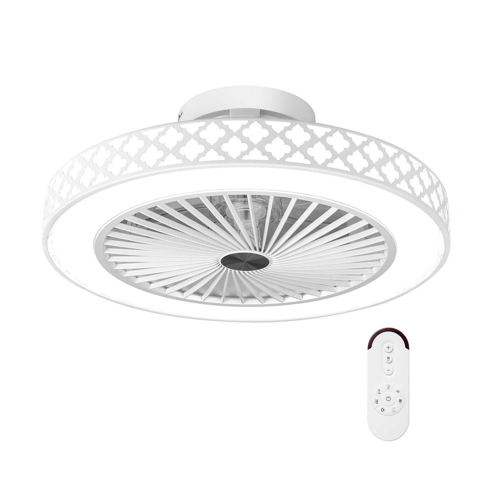 19 Inch Low Profile Flush Mount Ceiling Fan With Light, White Ceiling Fans at Gallery Canada
