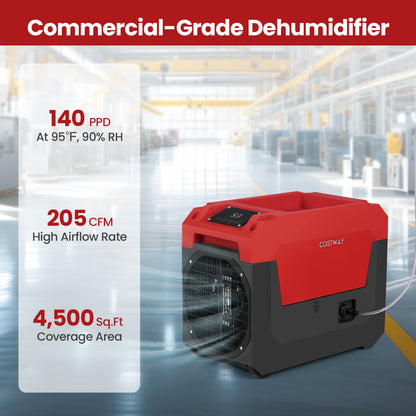 140 Pints Commercial Dehumidifier With Pump, Drain Hose, Red Dehumidifiers at Gallery Canada