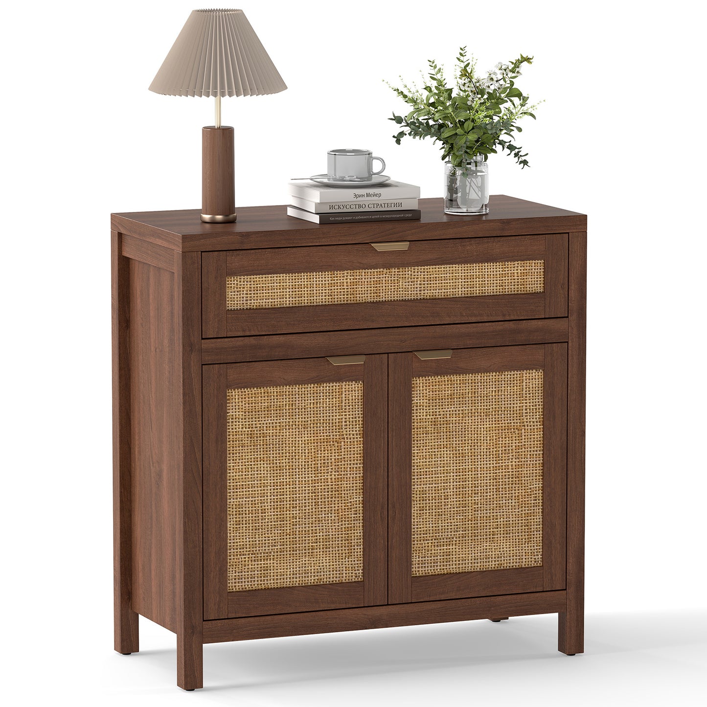 Sideboard Storage Cabinet, Rattan Doors And Drawer, Brown Sideboards Cabinets & Buffets at Gallery Canada