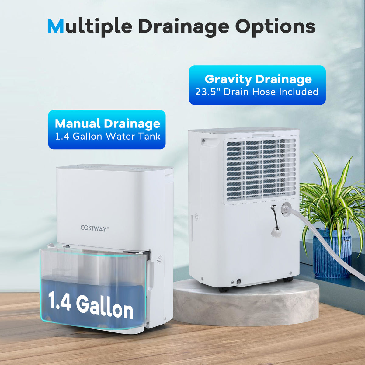 65 Pints Dehumidifier With 24H Timer, LED Display, White Dehumidifiers at Gallery Canada