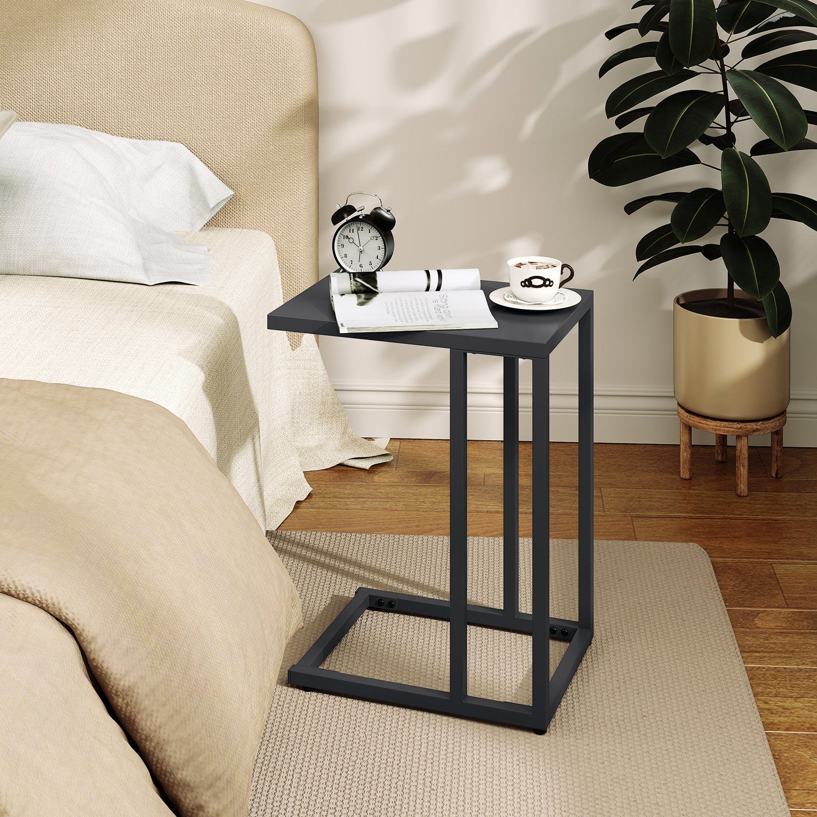 C-Shaped Side Table, Adjustable Foot Pads, Dark Gray End & Side Tables at Gallery Canada