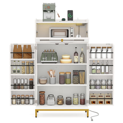 Freestanding Kitchen Pantry Cabinet, Food Storage Cupboard, White Sideboards Cabinets & Buffets at Gallery Canada