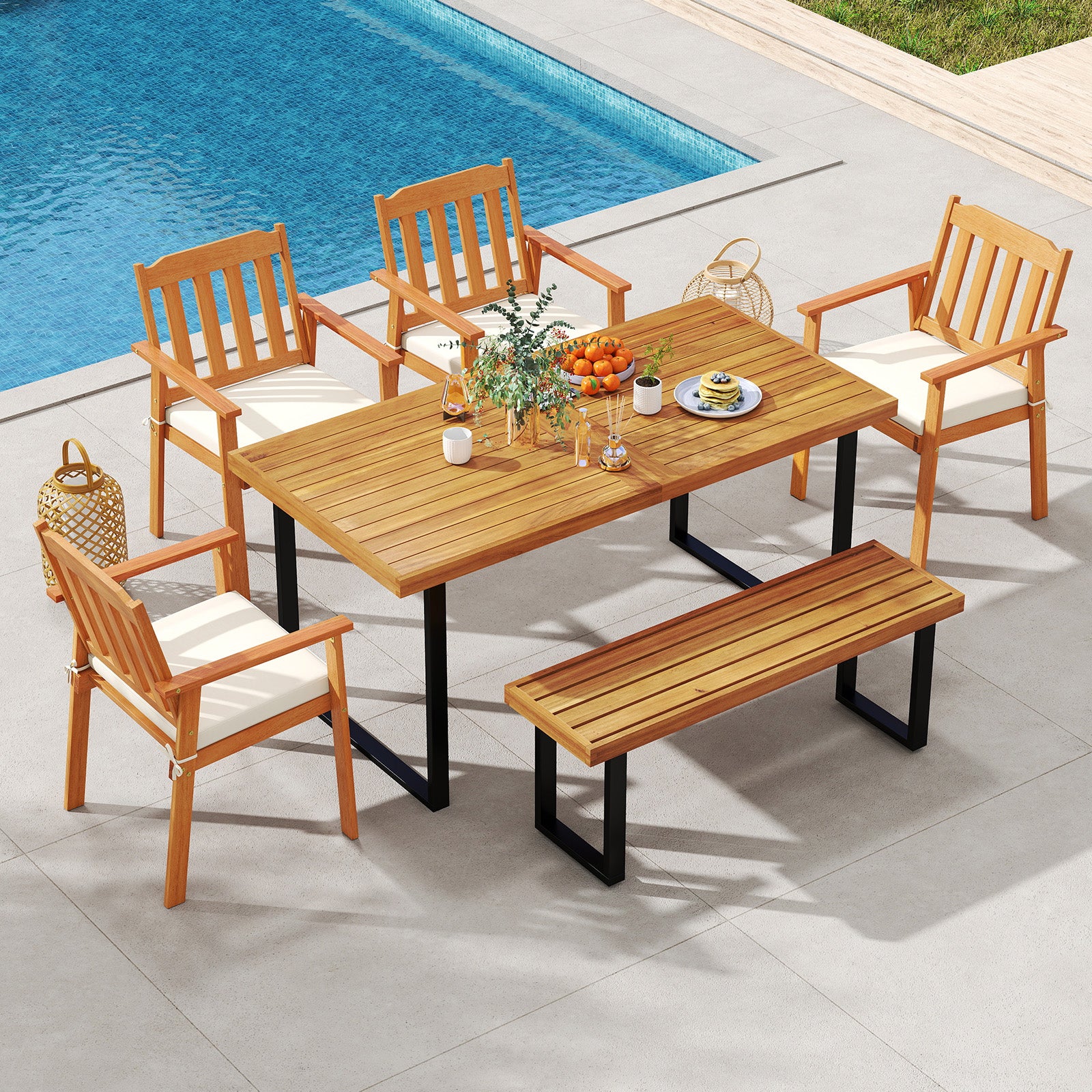 Acacia Wood Outdoor Bench 48 Inch, Natural, Set of 2 Outdoor Benches at Gallery Canada