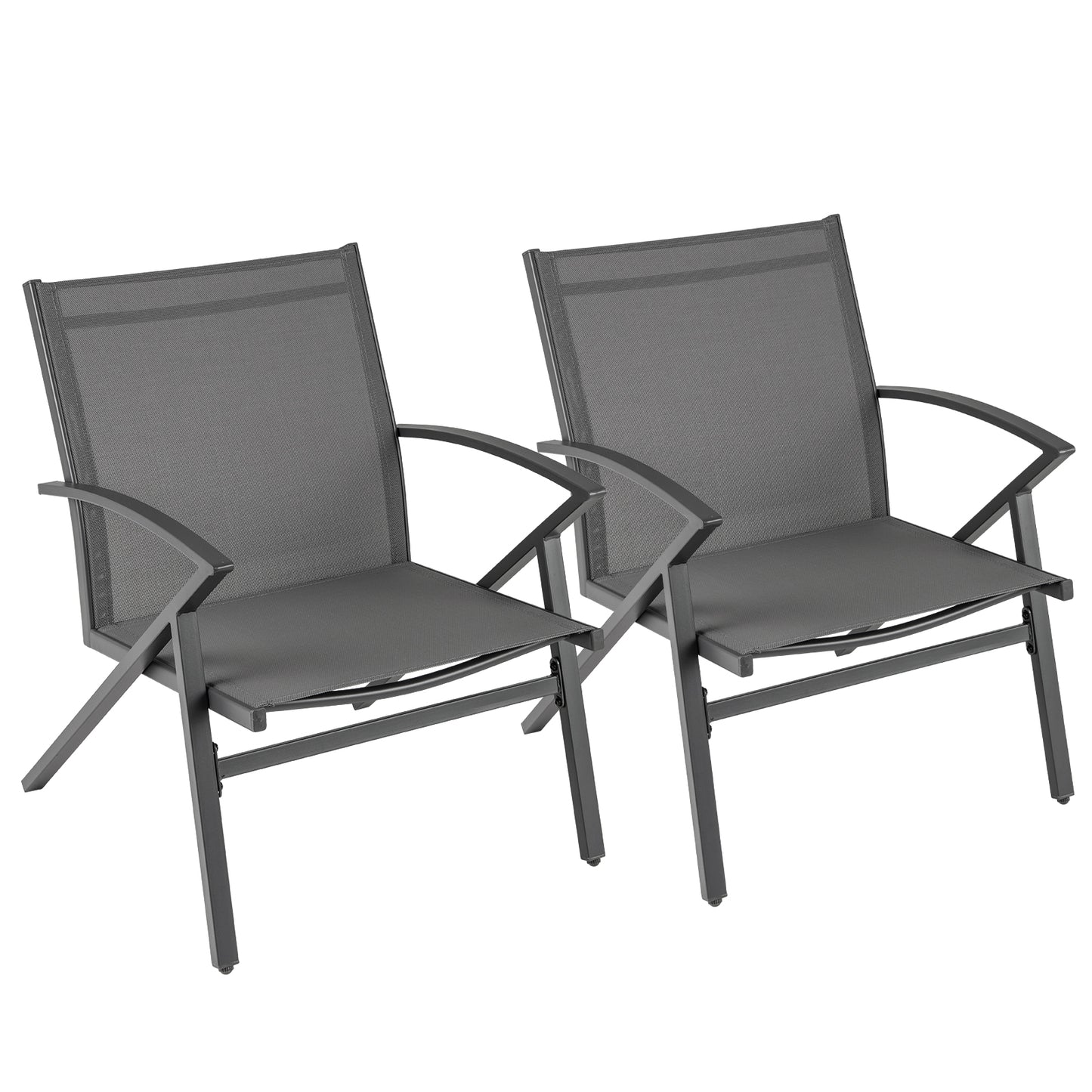 Patio Chairs Set of 2, Heavy Duty Metal Frame, Gray Beach & Lawn Chairs at Gallery Canada