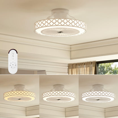 19 Inch Low Profile Flush Mount Ceiling Fan With Light, White Ceiling Fans at Gallery Canada