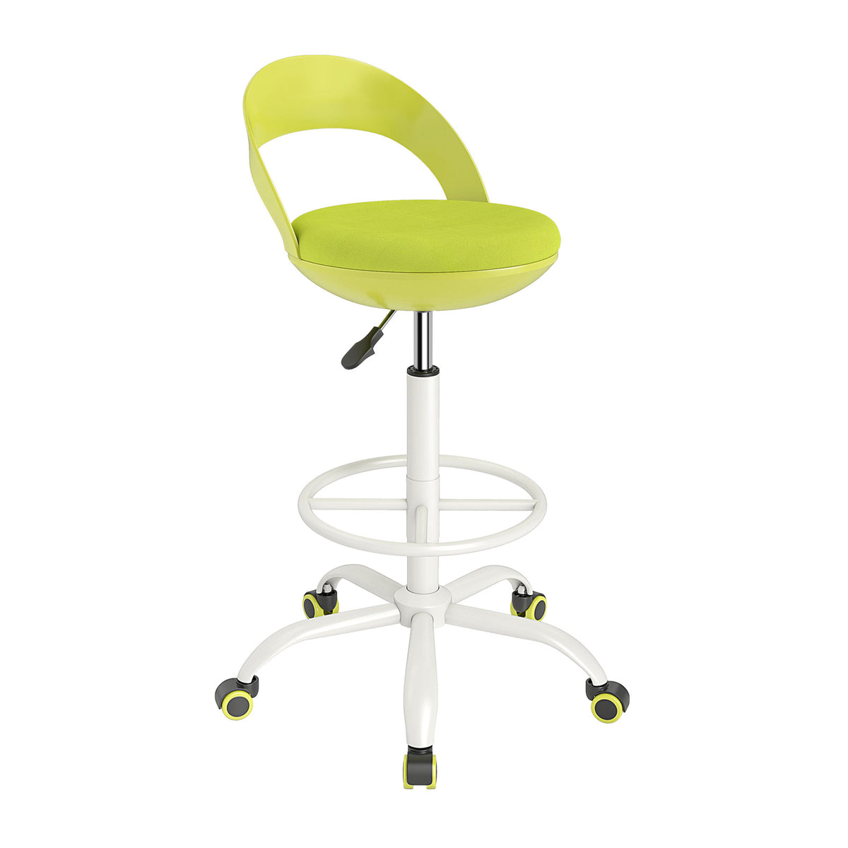 Rolling Tall Drafting Stool With Wheels, Green Armless Chairs Green at Gallery Canada