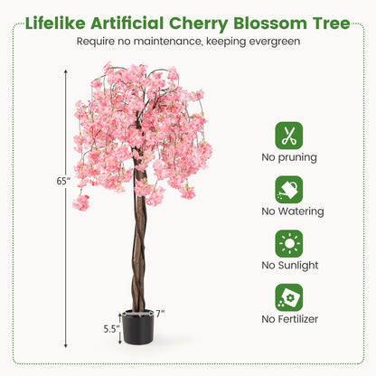 5.5 FT Artificial Cherry Blossom Tree, White Flowers, 2 Pack, Pink Faux Plants at Gallery Canada