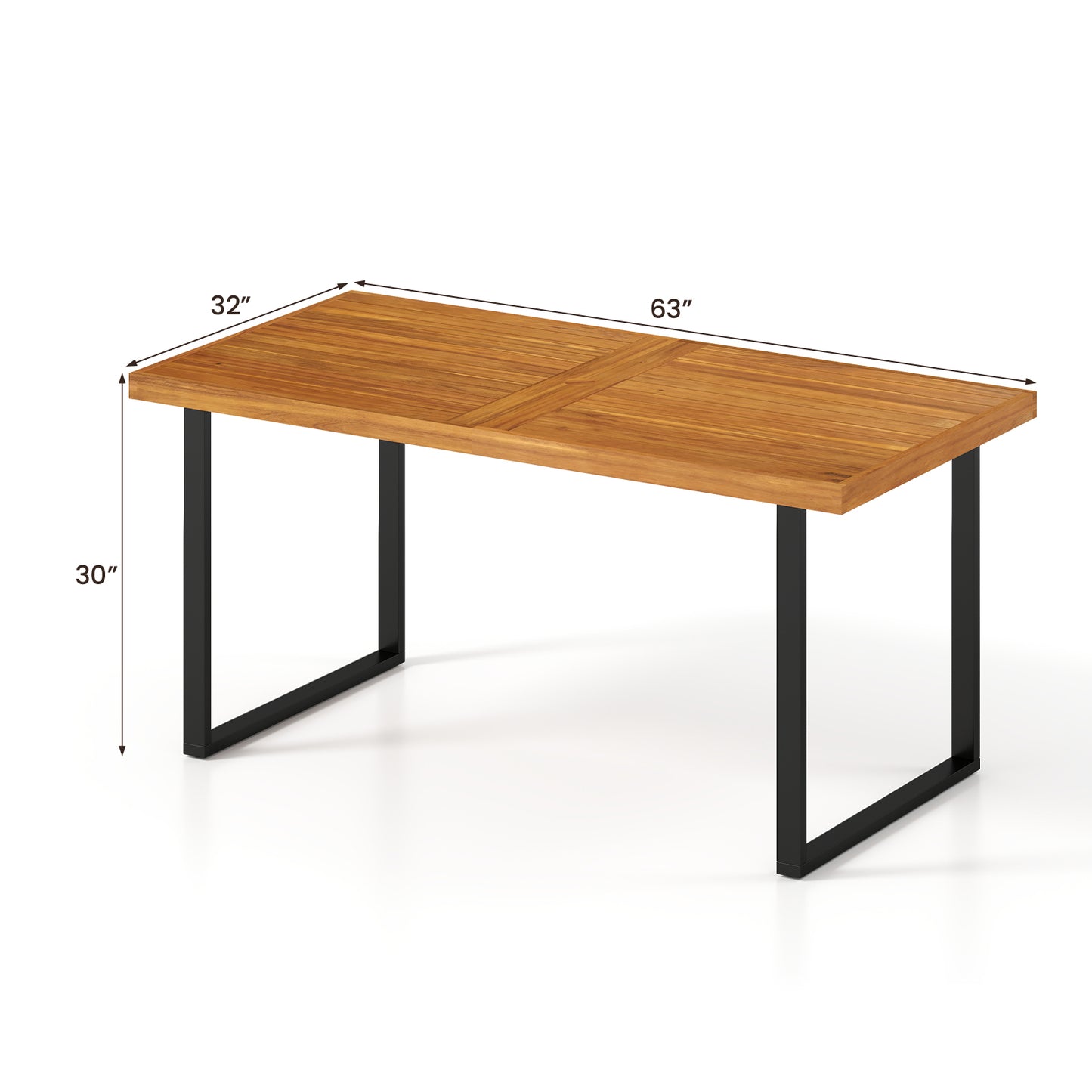 Acacia Wood Dining Table, Rectangular, For 6 People Patio Dining Tables at Gallery Canada