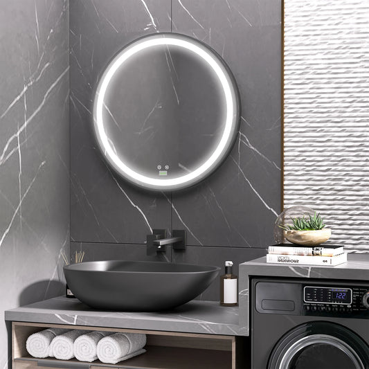 Dimmable LED Bathroom Mirror, Anti Fog Vanity Mirror, 28 In Bath Accessories Black at Gallery Canada