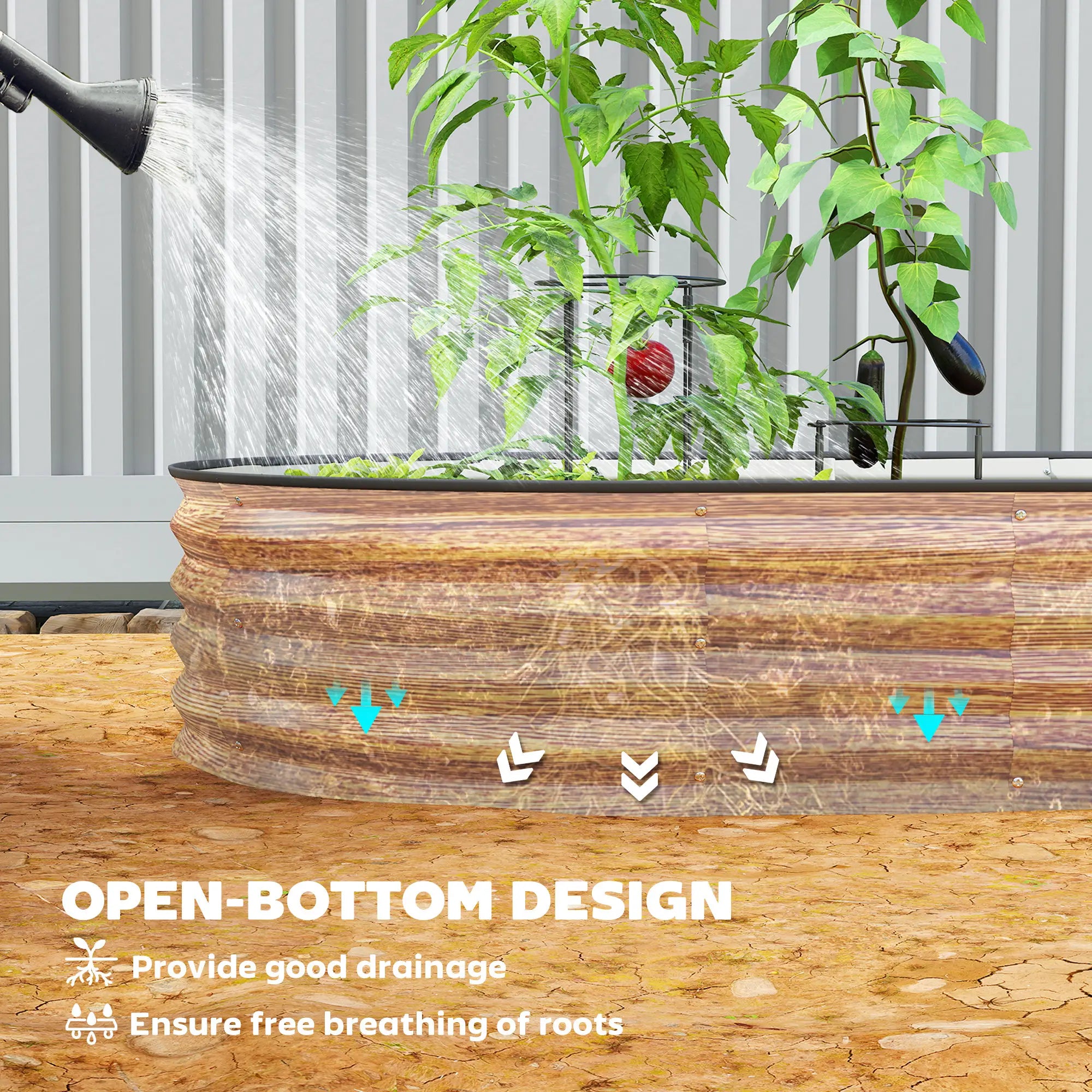 5' x 3' x 1' Galvanized Raised Garden Bed, Brown Wood Effect, Brown Galvanized Planter Boxes at Gallery Canada