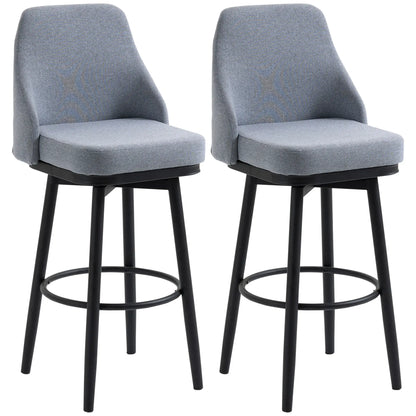 Extra Tall Bar Stools Set of 2, 360° Swivel, Steel Legs Footrest, Light Grey Bar Stools at Gallery Canada