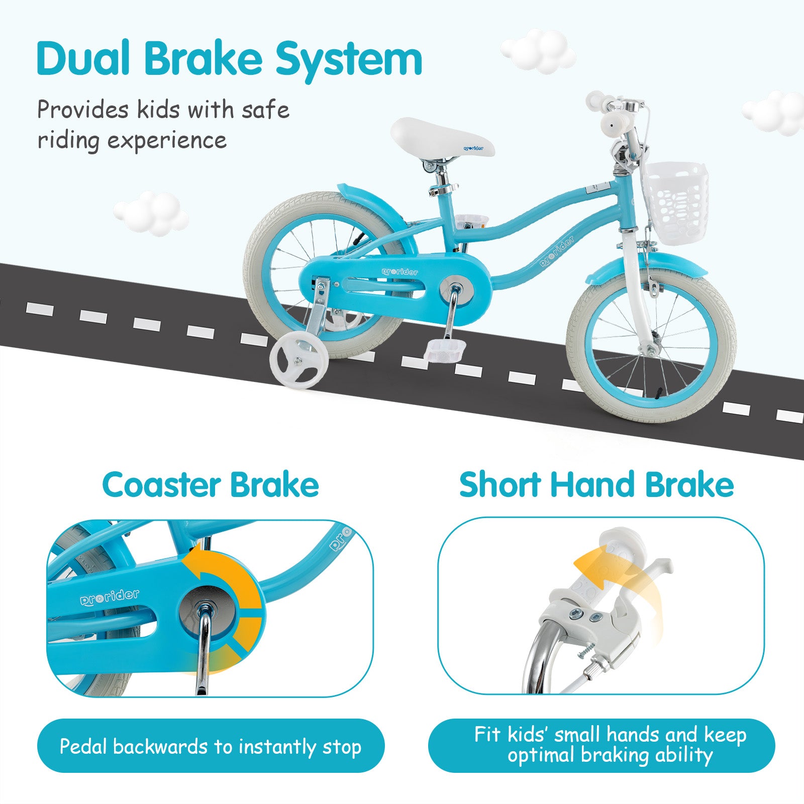 Kids Bike, 14 Inches, Dual Brakes, Adjustable Seat, Blue Kids Bike at Gallery Canada