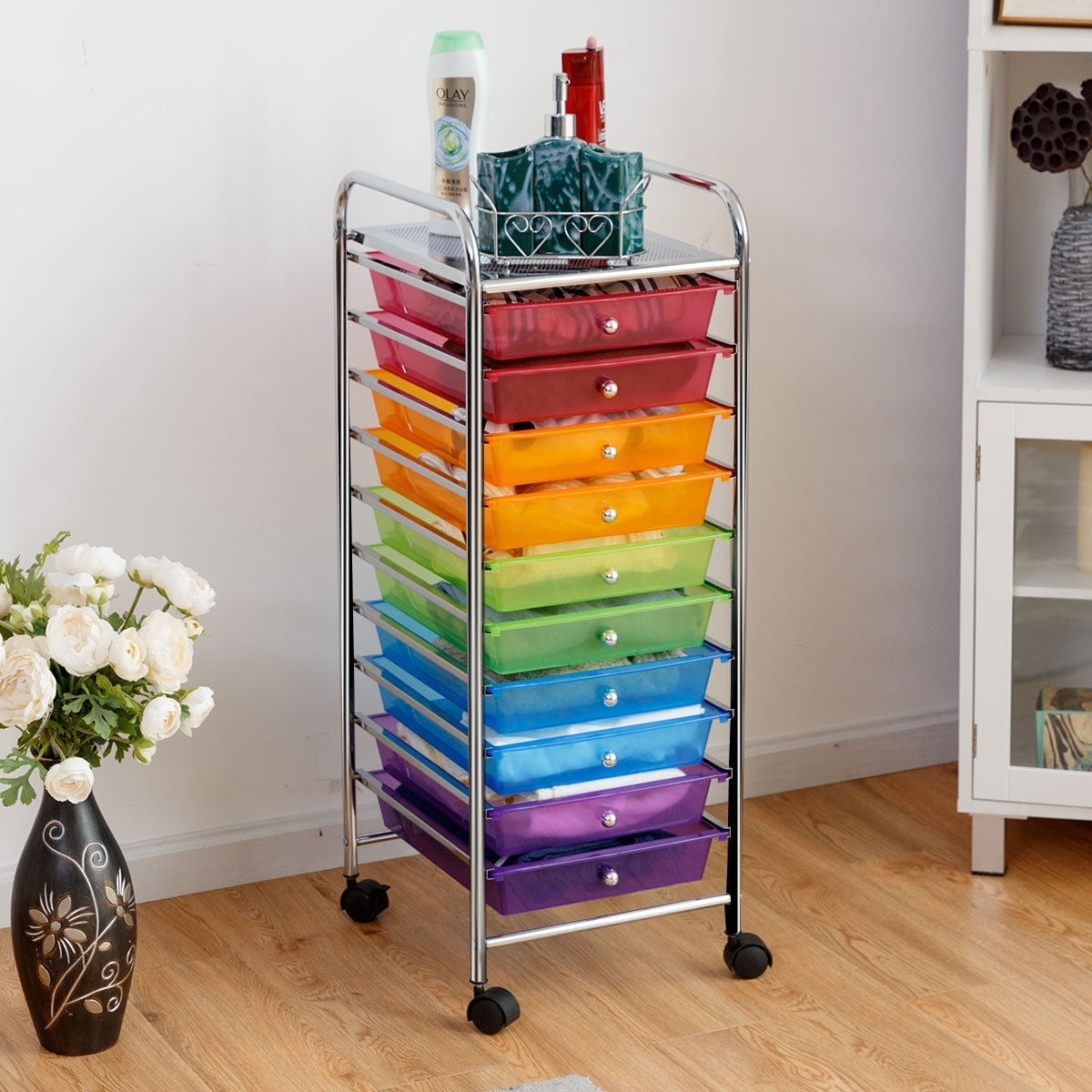 10 Drawer Rolling Storage Cart Organizer, Color File Cabinets at Gallery Canada