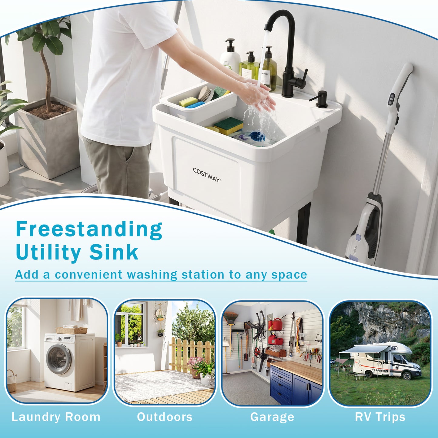 14.5 Gal Utility Sink Laundry Tub, Rotating Faucet Bathroom Sinks at Gallery Canada