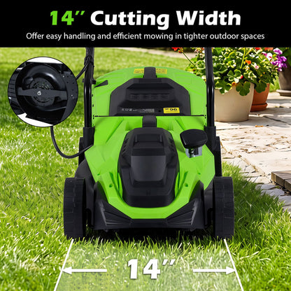 14-Inch 12-Amp Corded Electric Lawn Mower, 5-Position, Green