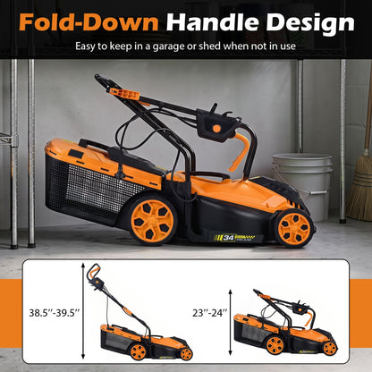 14-Inch 12-Amp Corded Lawn Mower, 5-Position Height, Orange
