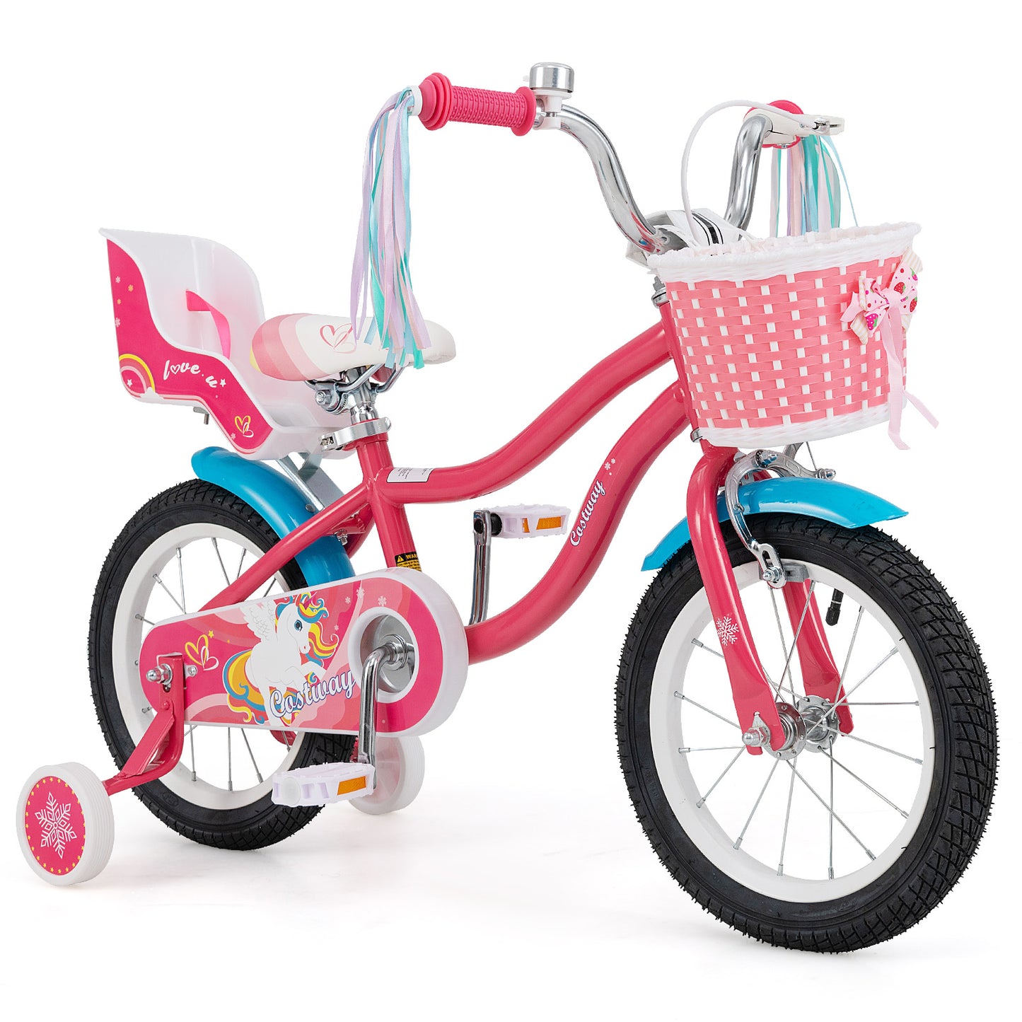 14 Inch Girls Bike, For 3-5 Years Old, With Doll Seat And Training Wheels, Pink Kids Bike at Gallery Canada