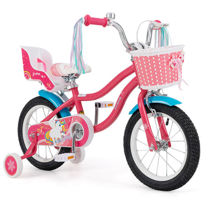 14 Inch Girls Bike, For 3-5 Years Old, With Doll Seat And Training Wheels, Pink Kids Bike Pink at Gallery Canada