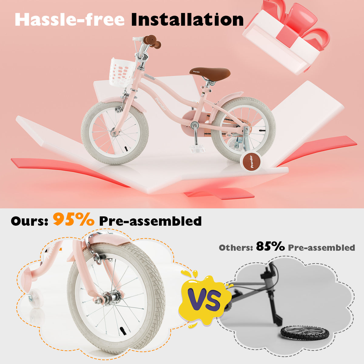 14 Inch Kids Bike With Removable Training Wheels, Pink Kids Bike at Gallery Canada