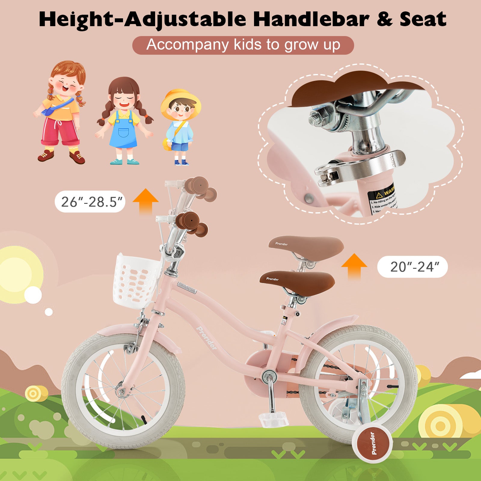14 Inch Kids Bike With Removable Training Wheels, Pink Kids Bike at Gallery Canada