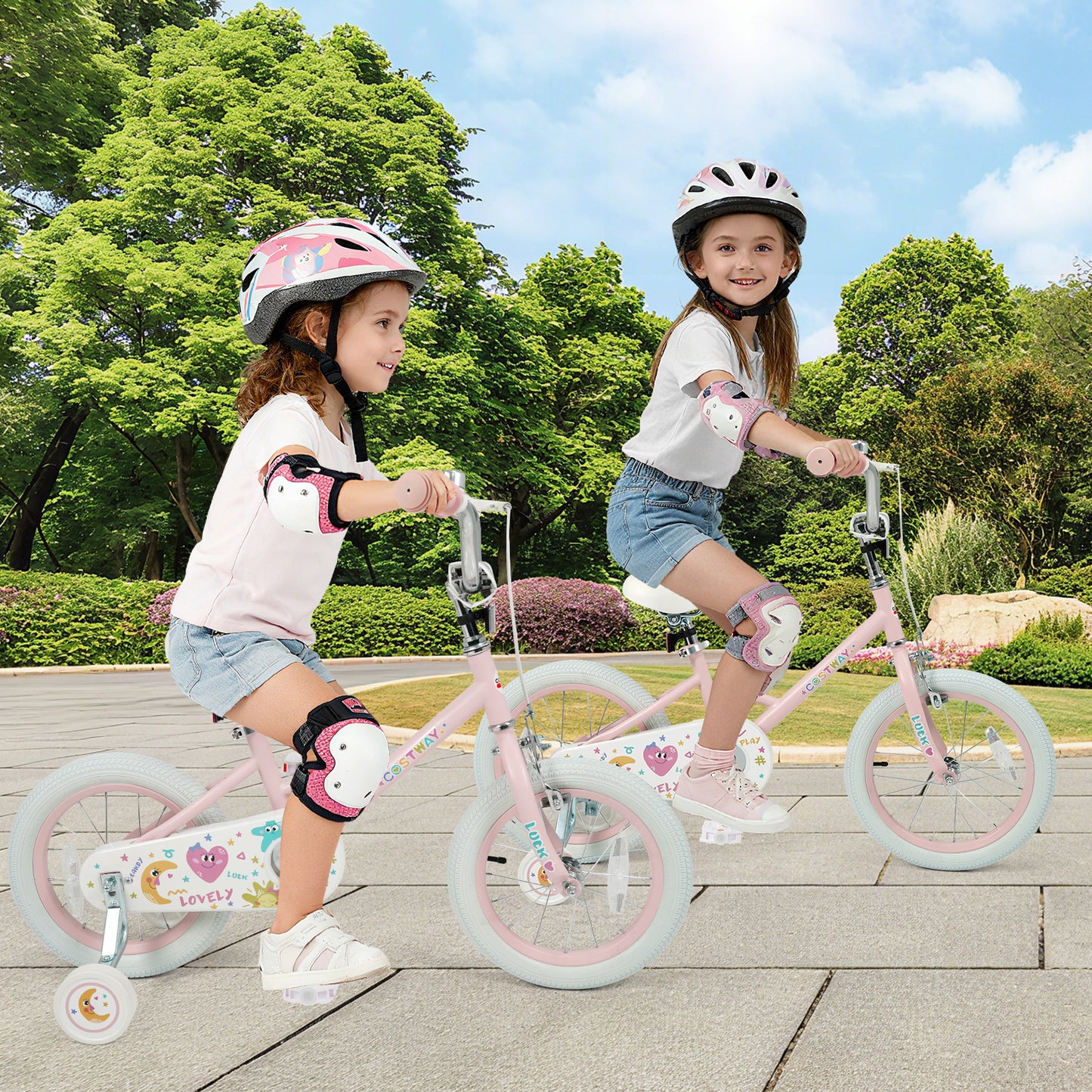 14 Inch Kids Bike Adjustable for 3-8 Years Old Children Pink - Stars & Moon, Pink Kids Bike at Gallery Canada