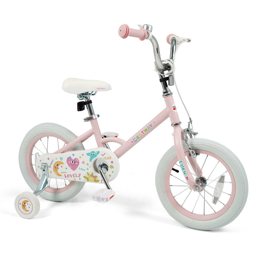 14 Inch Kids Bike Adjustable for 3-8 Years Old Children Pink - Stars & Moon, Pink