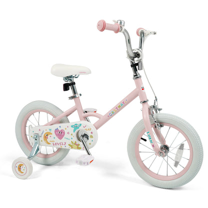 14 Inch Kids Bike Adjustable for 3-8 Years Old Children Pink - Stars & Moon, Pink Kids Bike at Gallery Canada