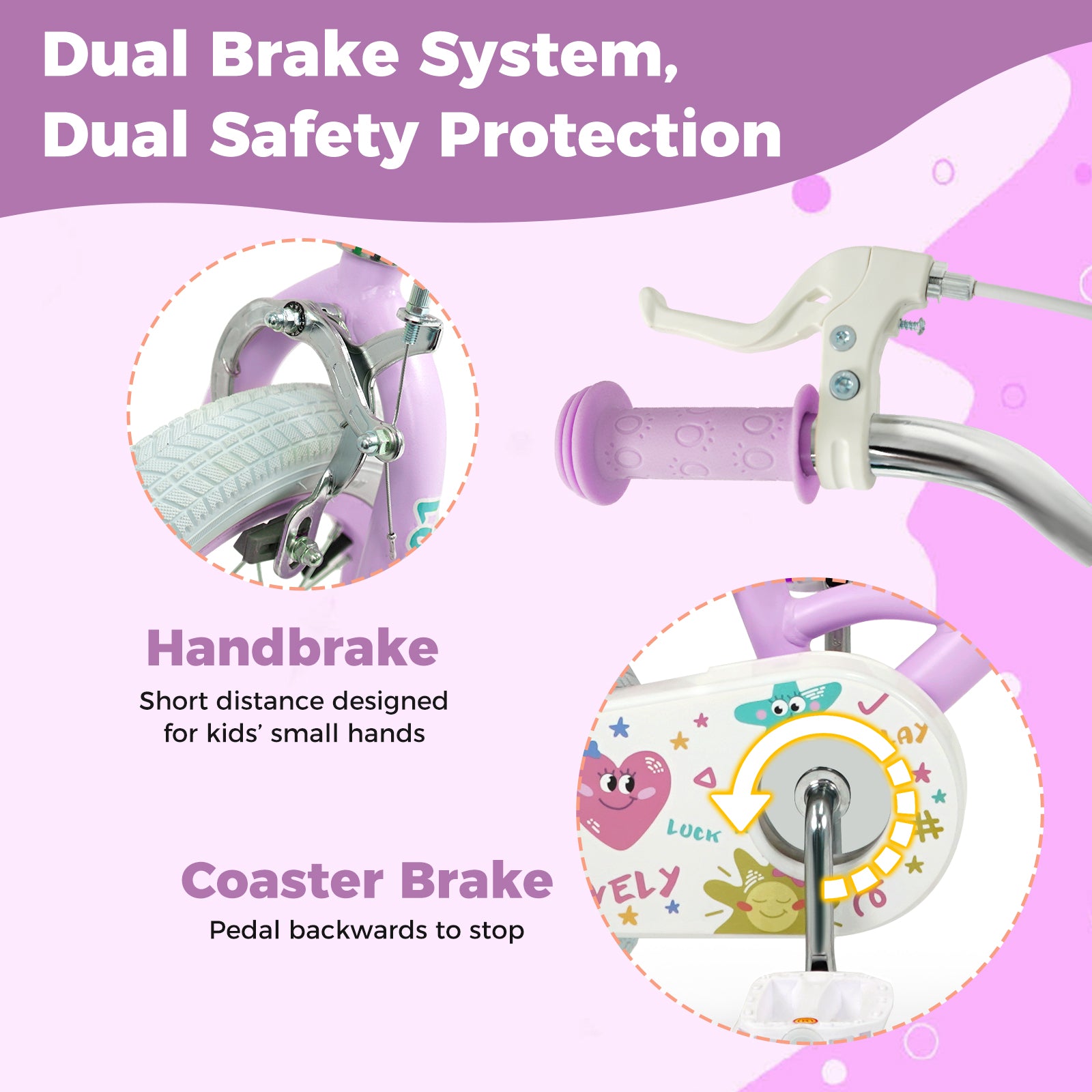 14 Inch Kids Bike Adjustable for 3-8 Years Old Children Purple - Stars & Moon, Purple Kids Bike at Gallery Canada
