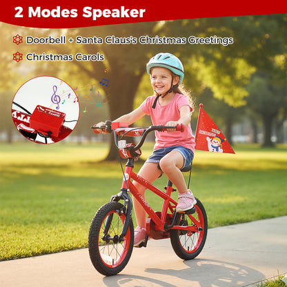 14 Inch Kids Bike Adjustable with Christmas Music & Flag for Aged 4-5 Years Old, Red Kids Bike at Gallery Canada