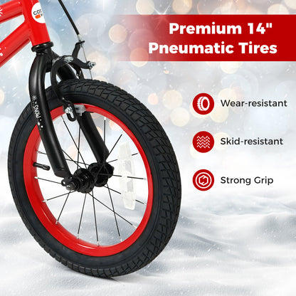 14 Inch Kids Bike Adjustable with Christmas Music & Flag for Aged 4-5 Years Old, Red Kids Bike at Gallery Canada